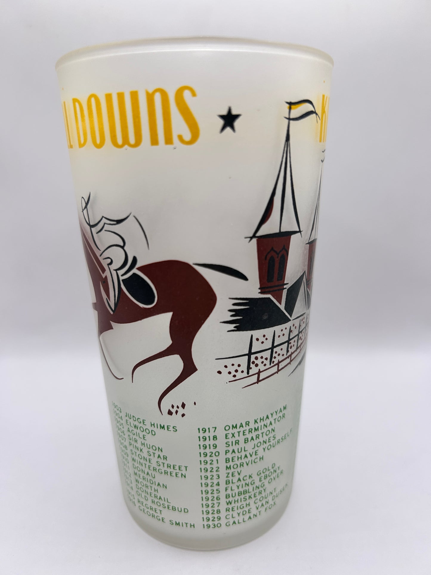 1956 Kentucky Derby Glass: 2 Stars, 2 Tails