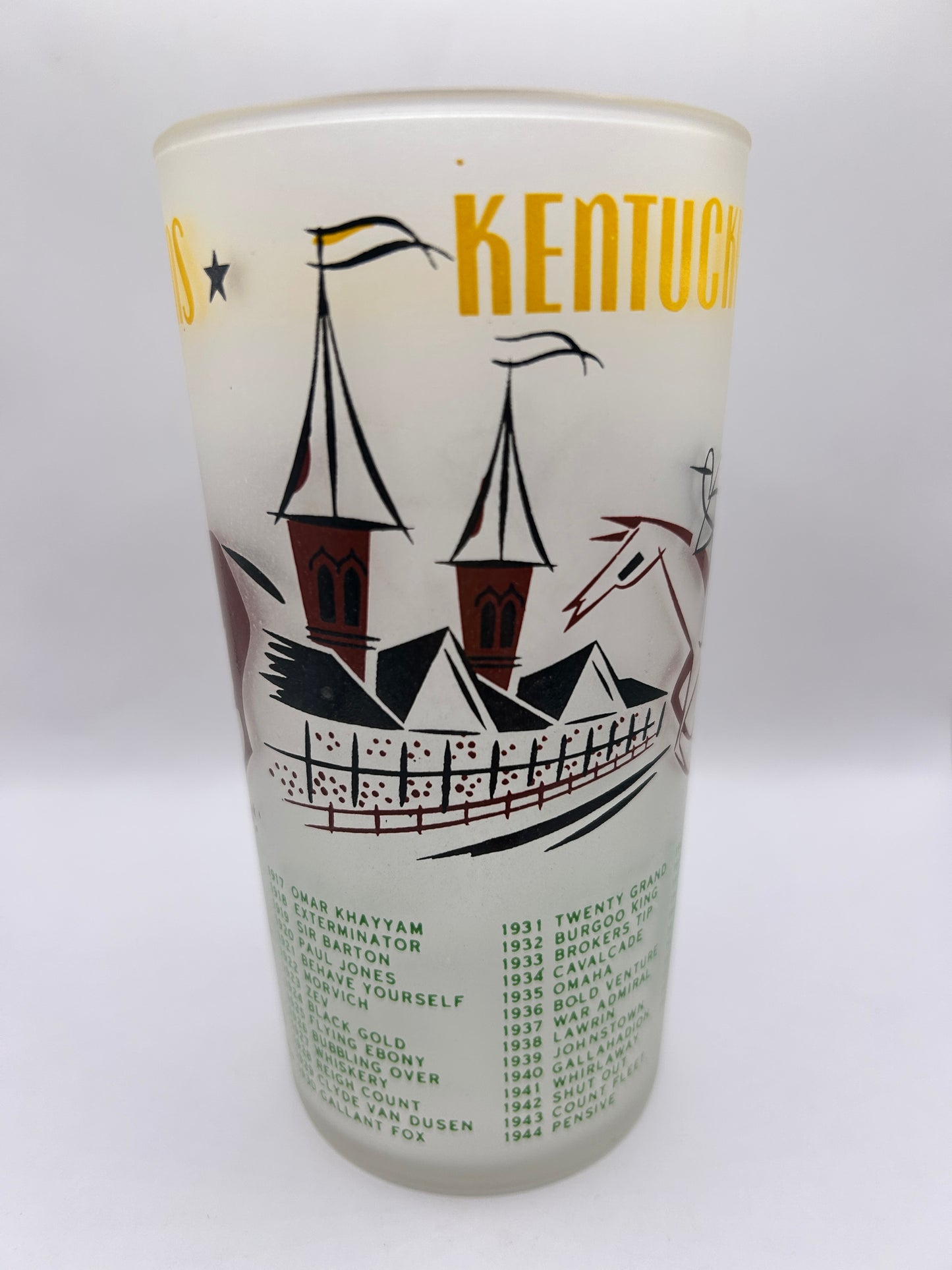 1956 Kentucky Derby Glass: 2 Stars, 2 Tails