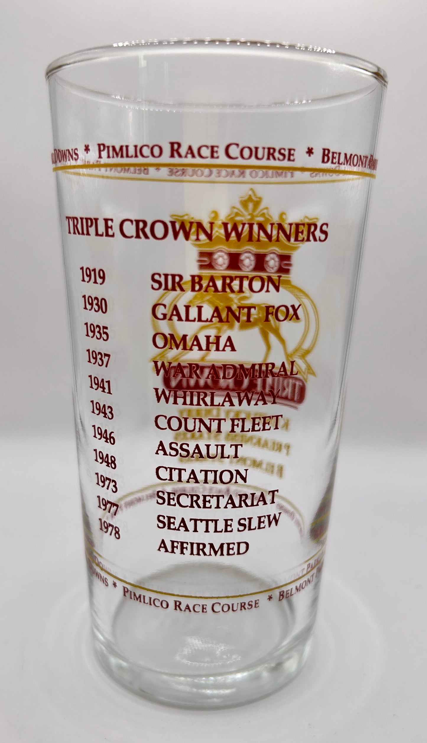 Unofficial Triple Crown Winner BAR Glass