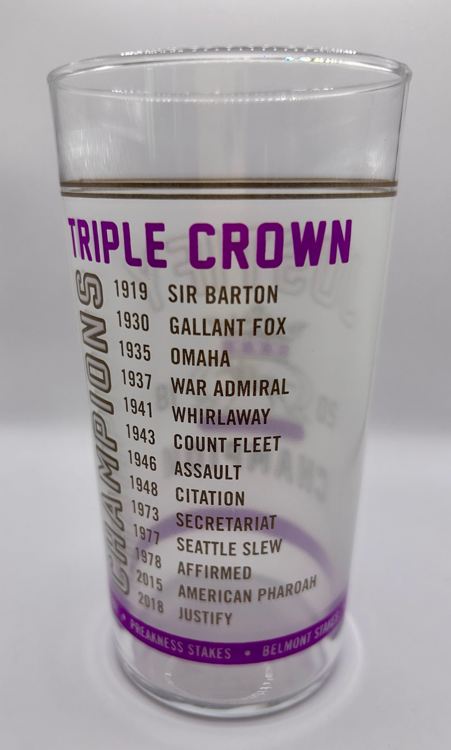 2018 Unofficial Triple Crown Winner BAR Glass