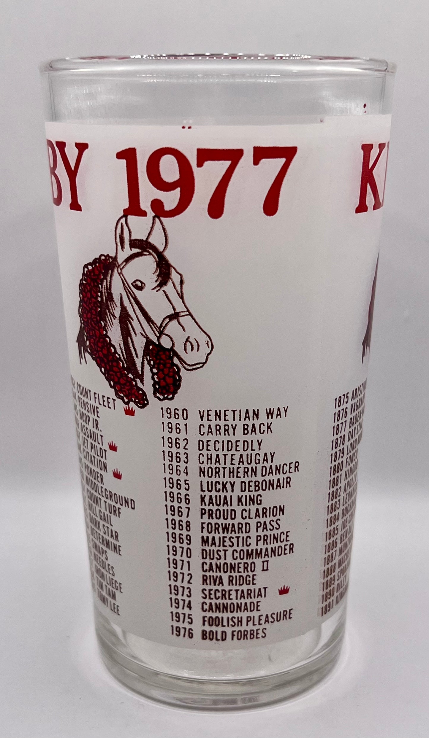 1977 Unofficial Kentucky Derby BAR Glass