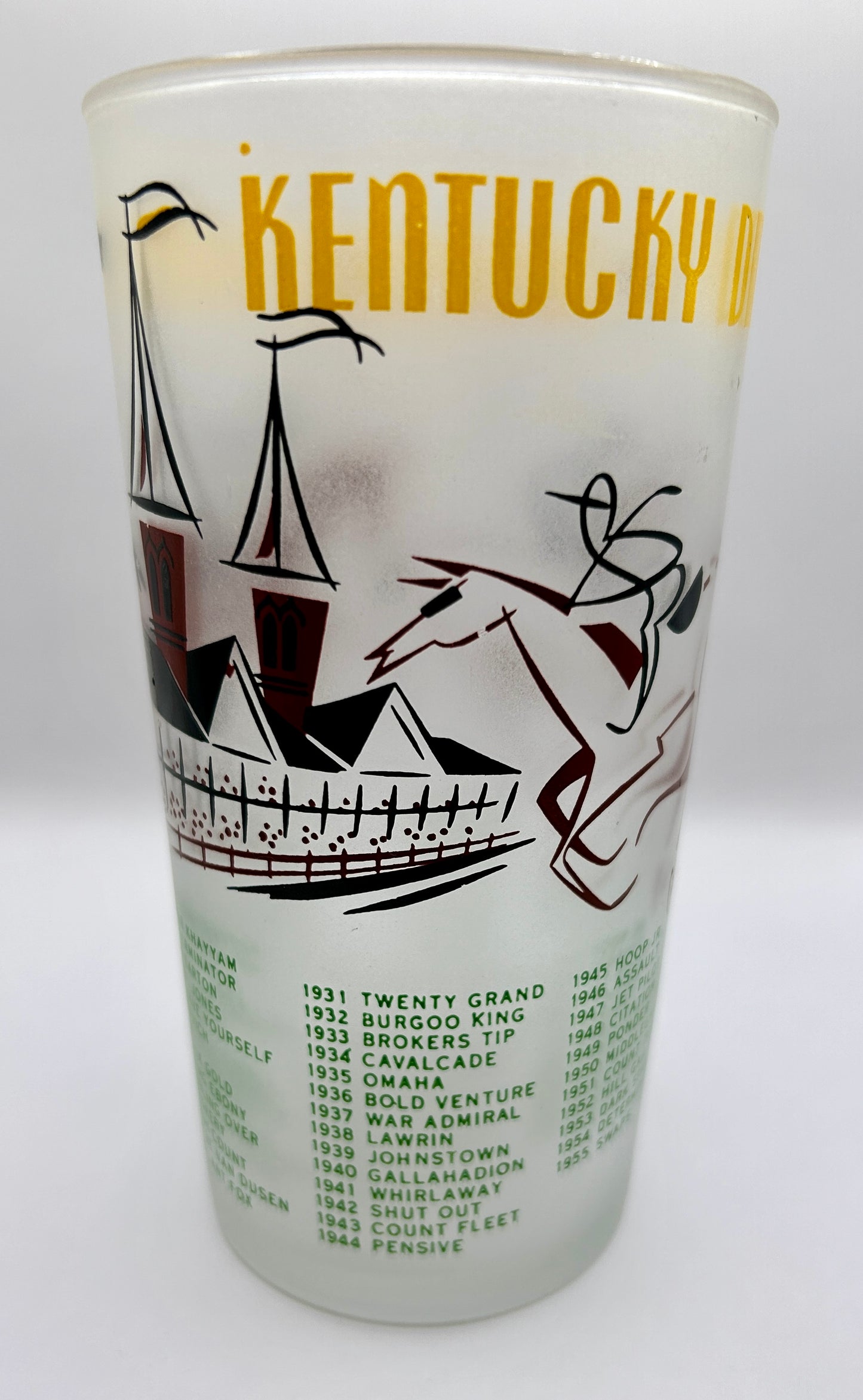 1956 Kentucky Derby Glass: 2 Stars, 3 Tails