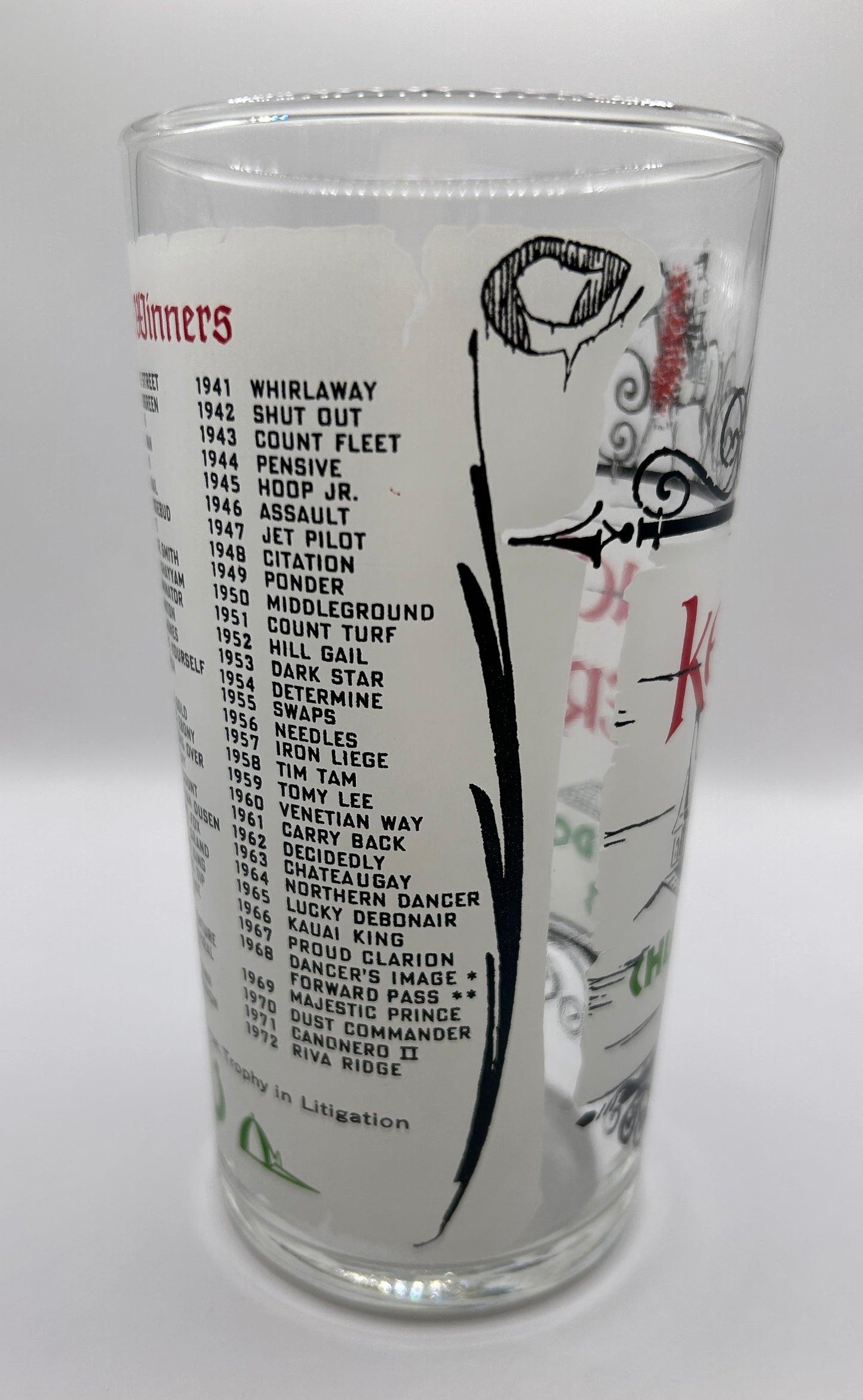 1973 Kentucky Derby Glass - White Background