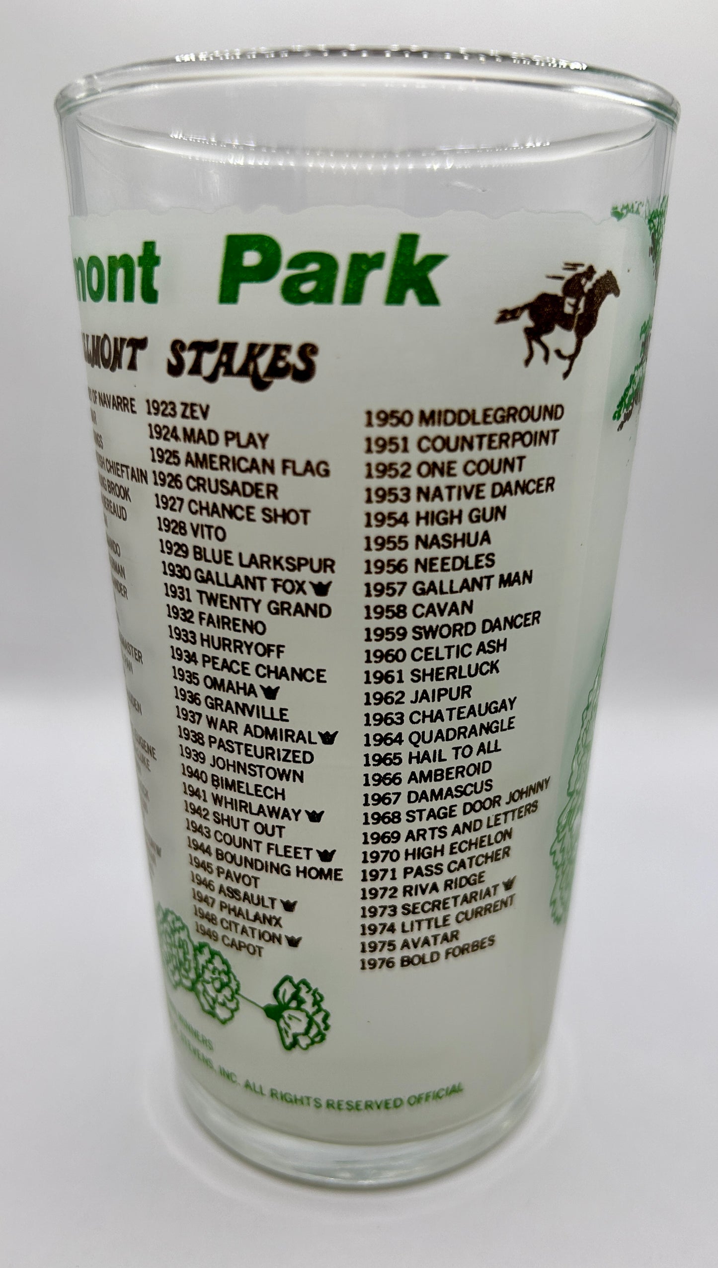 1977 Belmont Stakes Glass